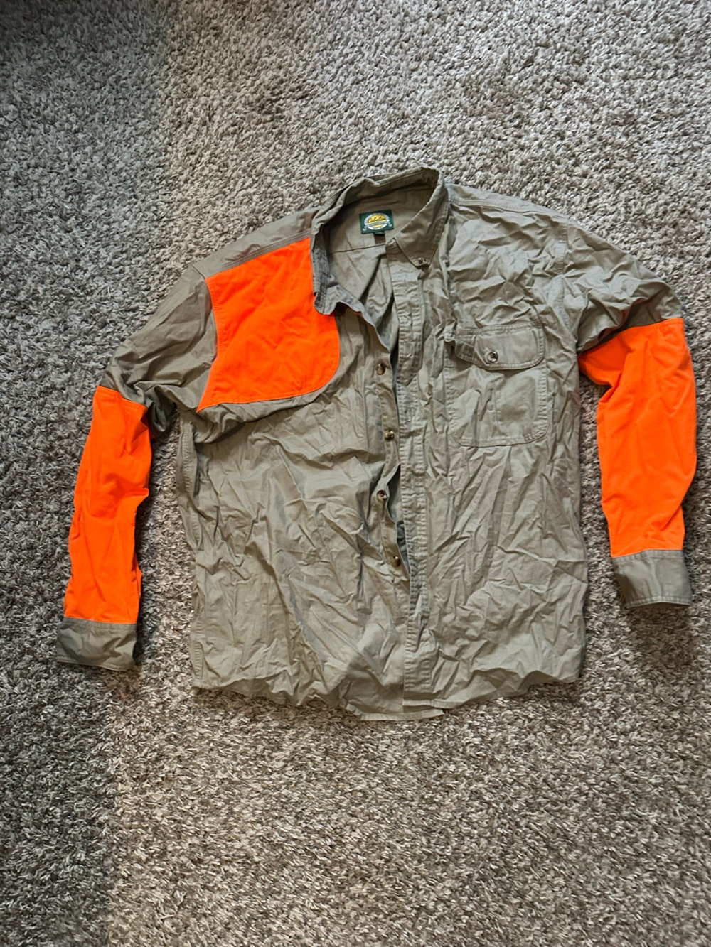 Cabela’s button down with High-Visibility Orange Panels